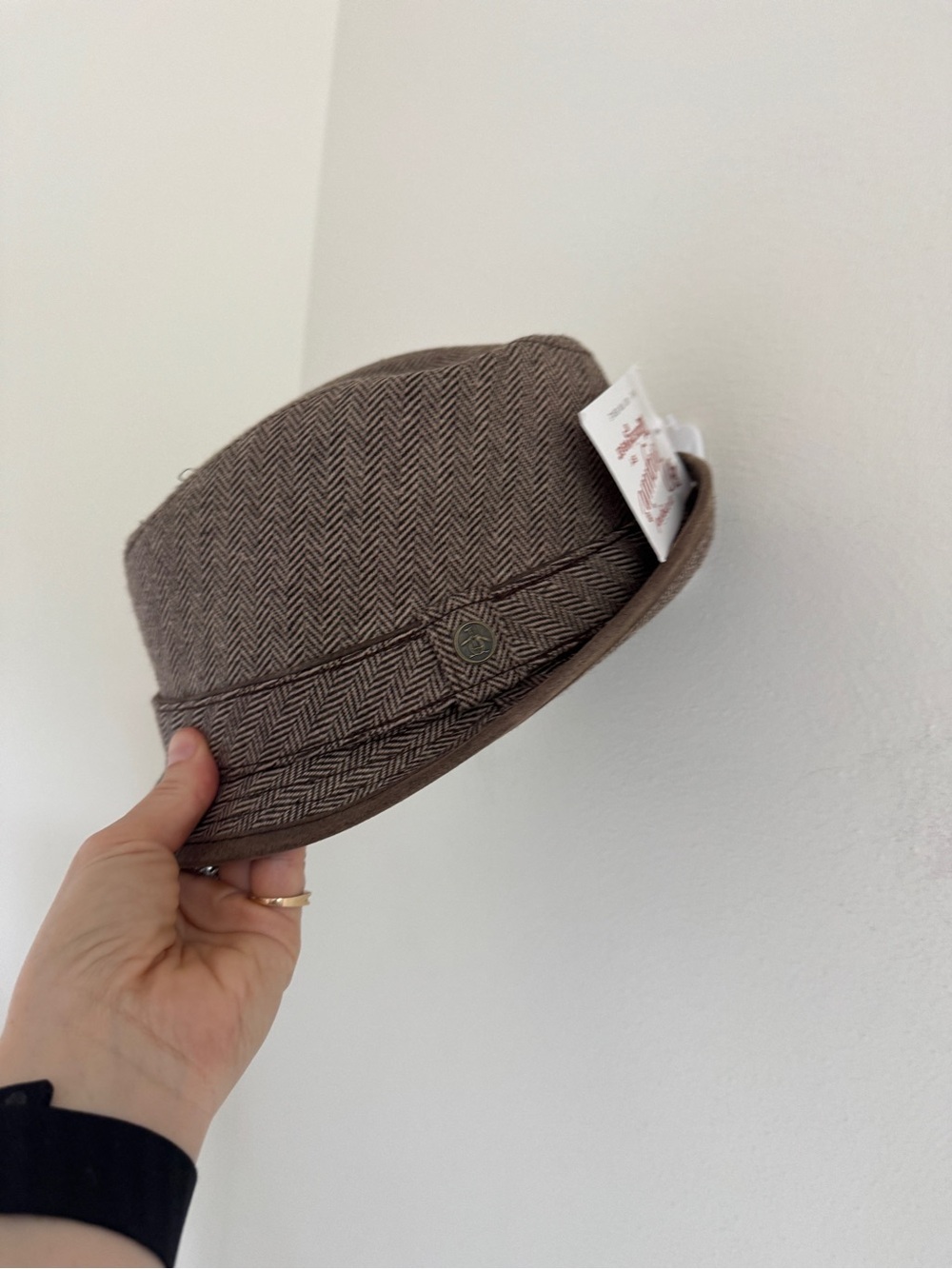 Original Penguin Brown Herringbone Pork Pie Hat